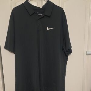 Nike Men's Dark Polo Shirt with White Logo